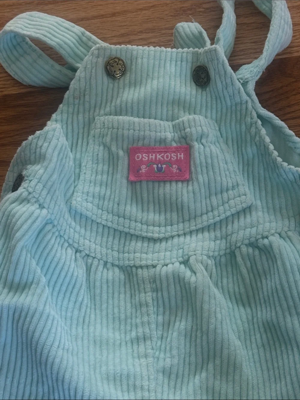 Vintage OshKosh B'gosh Mint Green Corduroy Overalls size 24 months